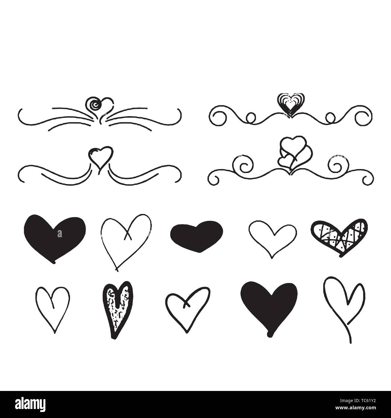 Red heart Icon isolated on white background. Set of love symbol for web ...