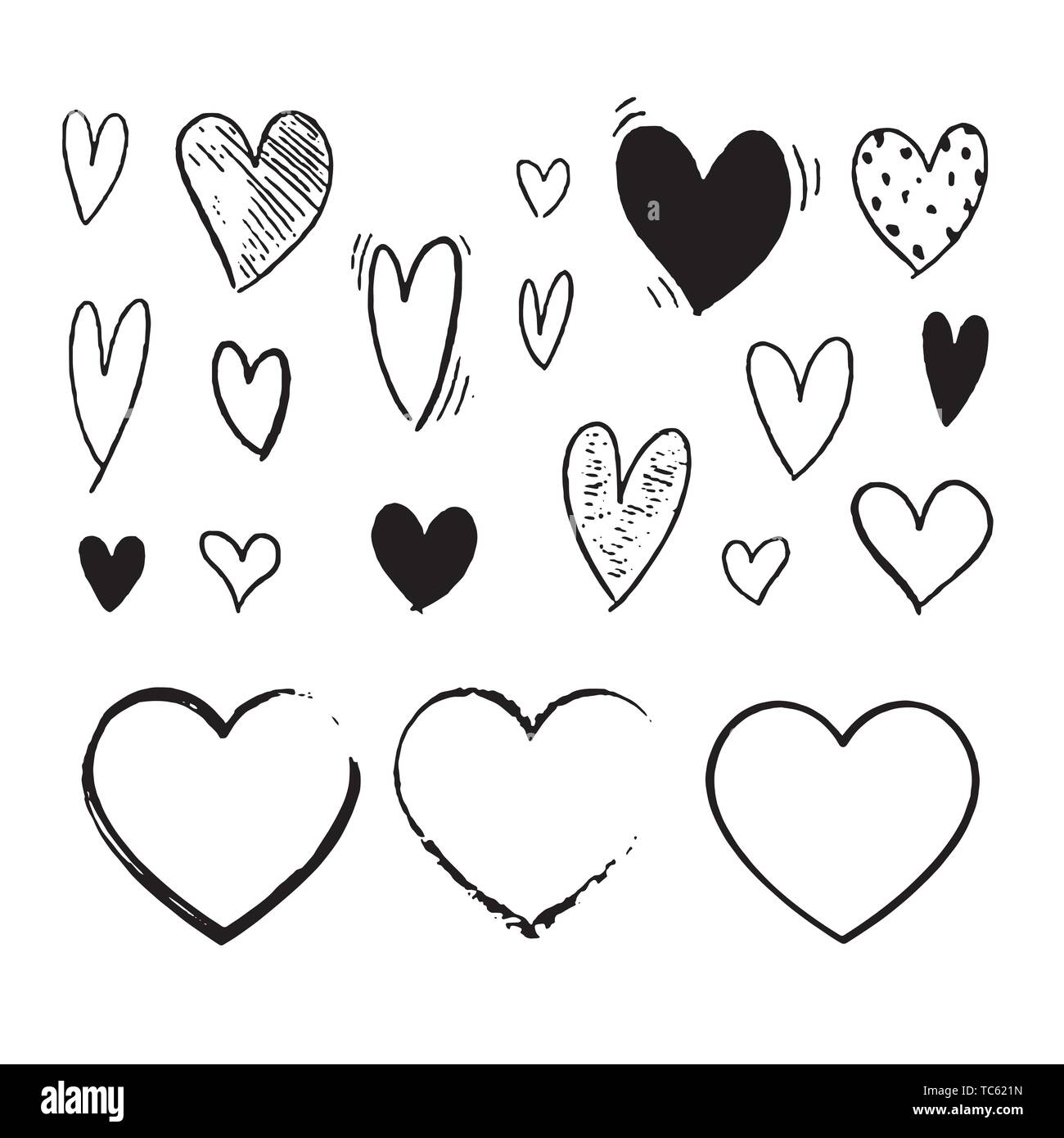 Red heart Icon isolated on white background. Set of love symbol for web ...