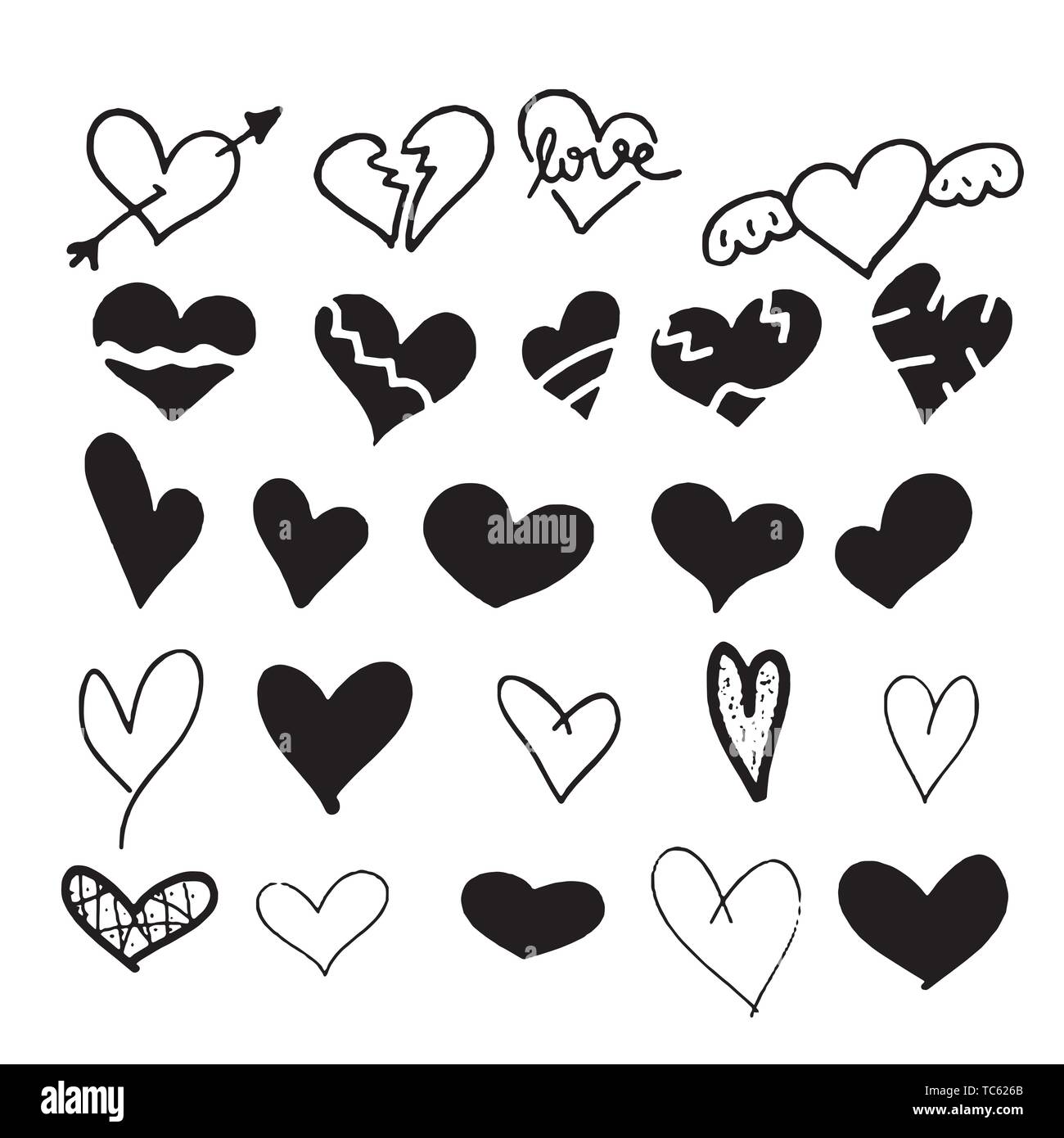 Red heart Icon isolated on white background. Set of love symbol for web ...
