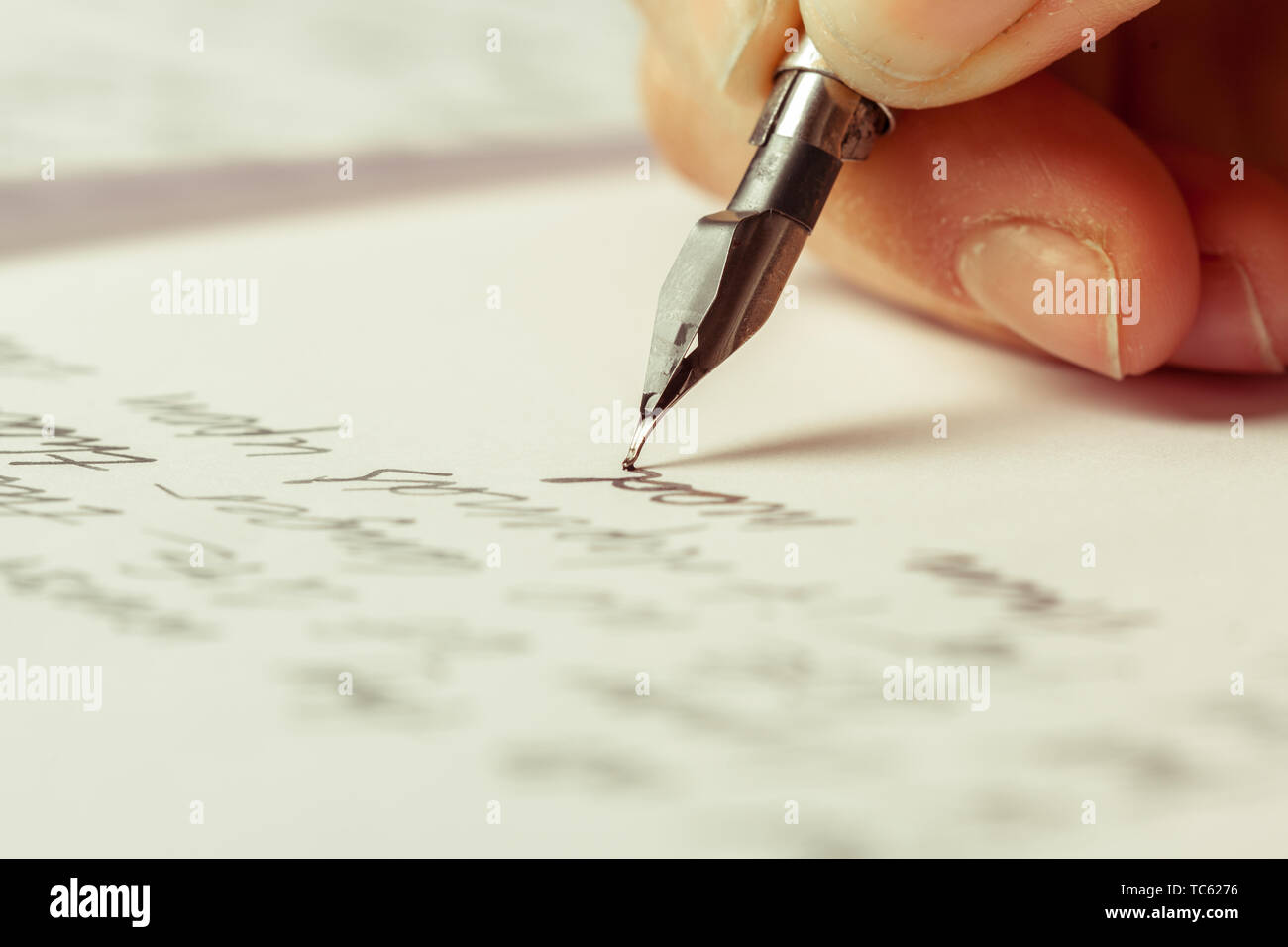 Antique fountain pen writing Stock Photo - Alamy
