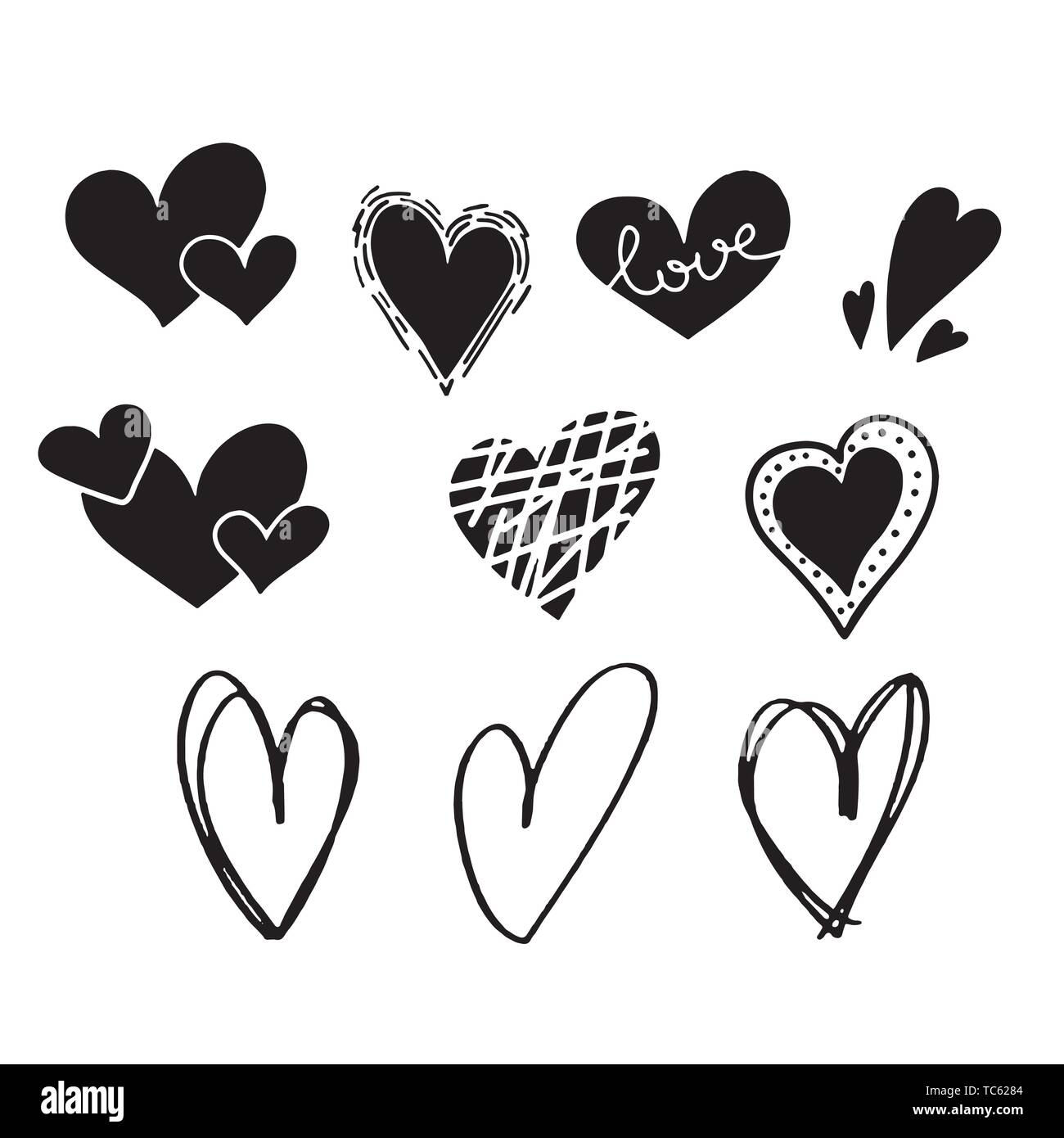 Red heart Icon isolated on white background. Set of love symbol for web ...