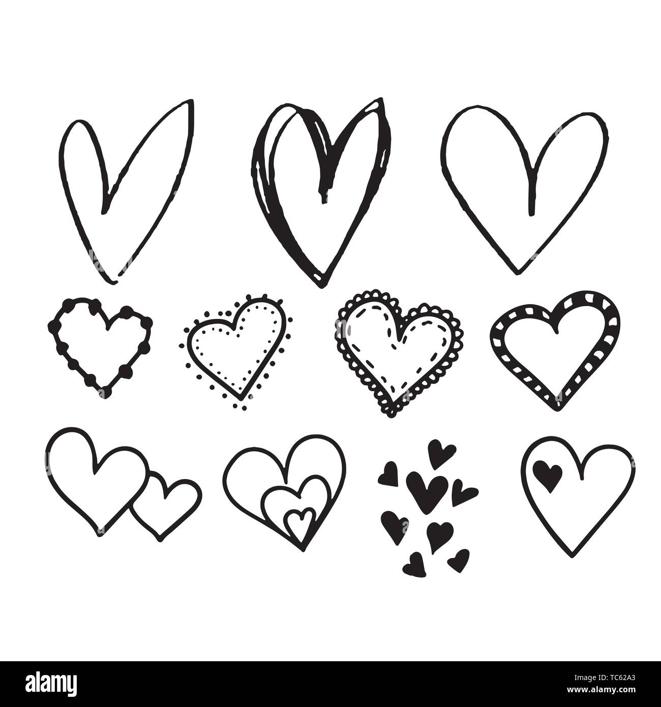 Red heart Icon isolated on white background. Set of love symbol for web ...