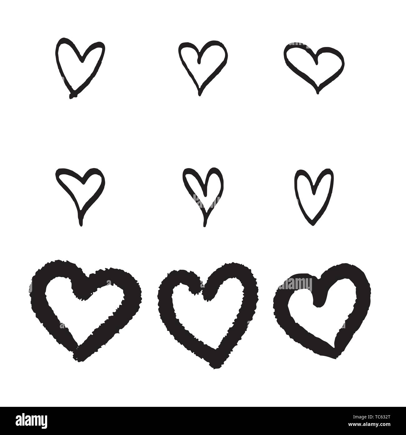 Red heart Icon isolated on white background. Set of love symbol for web ...