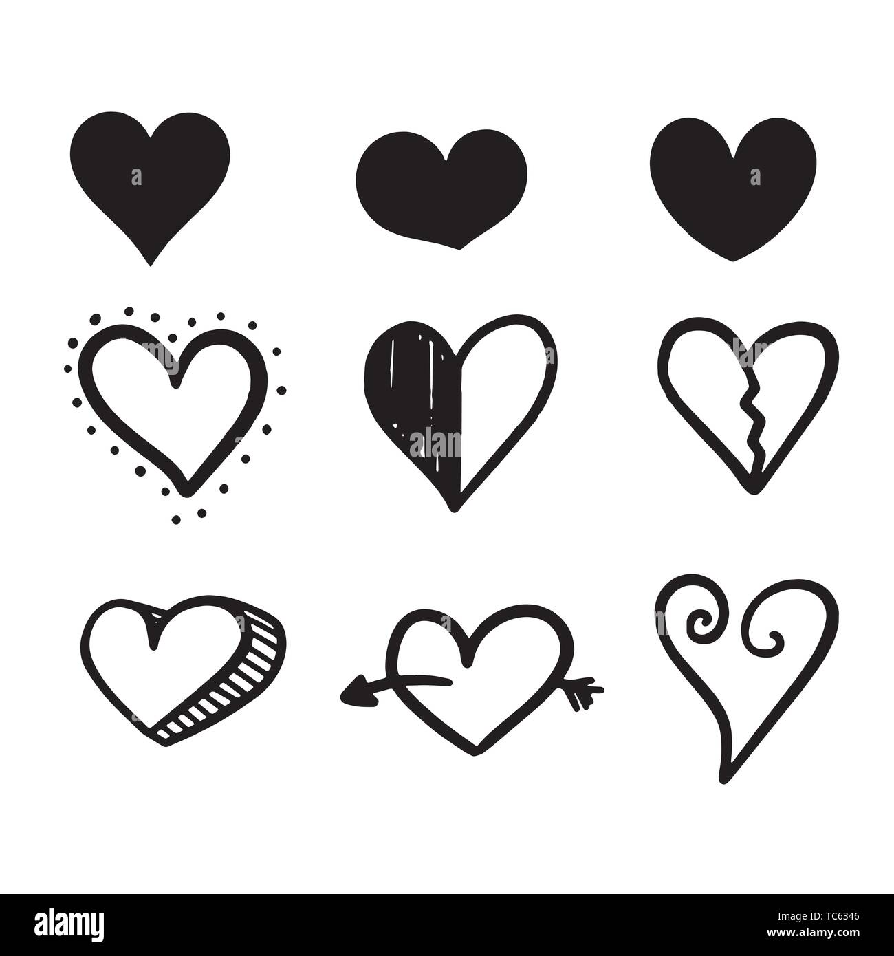Red heart Icon isolated on white background. Set of love symbol for web ...