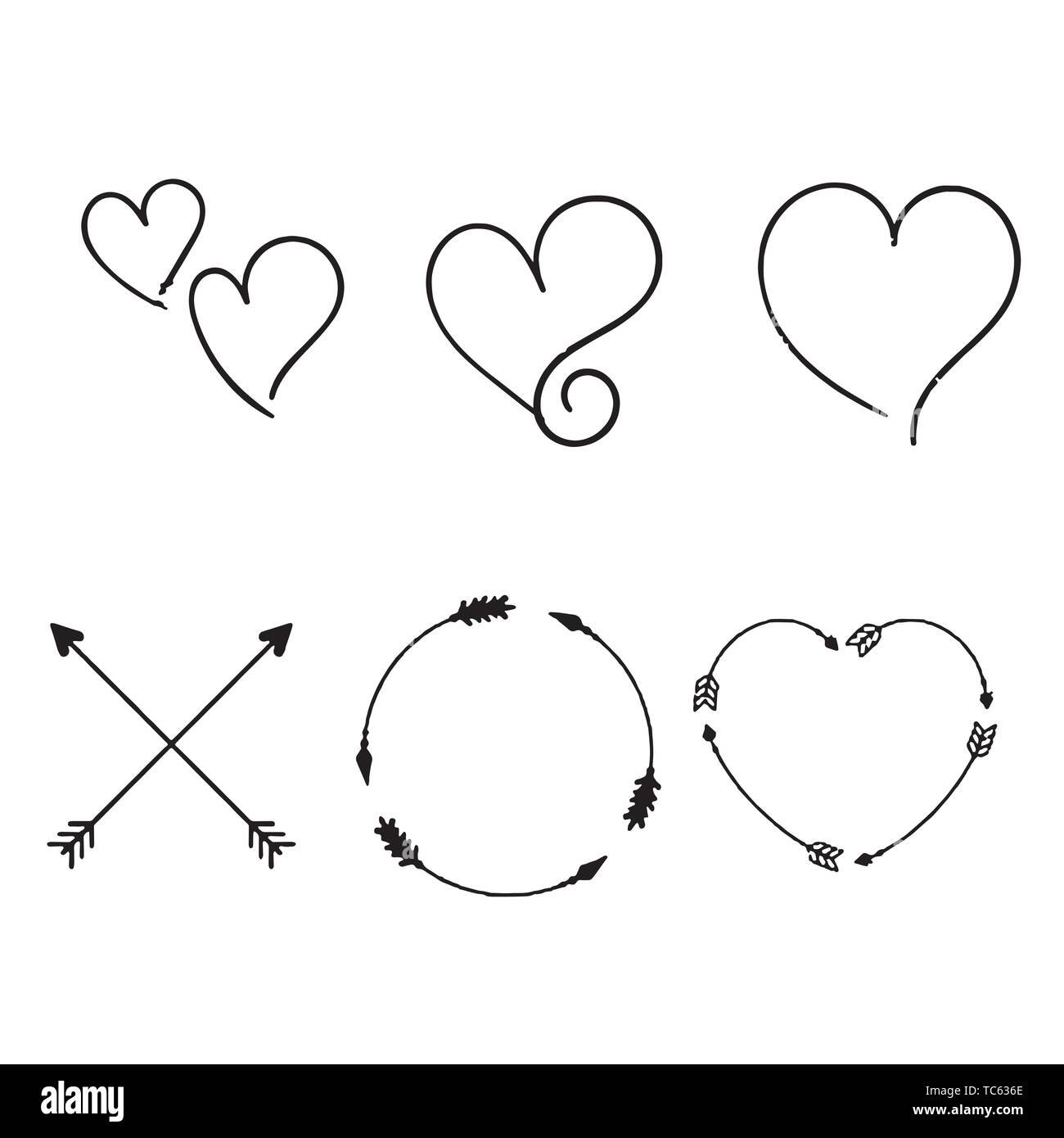 Red heart Icon isolated on white background. Set of love symbol for web ...