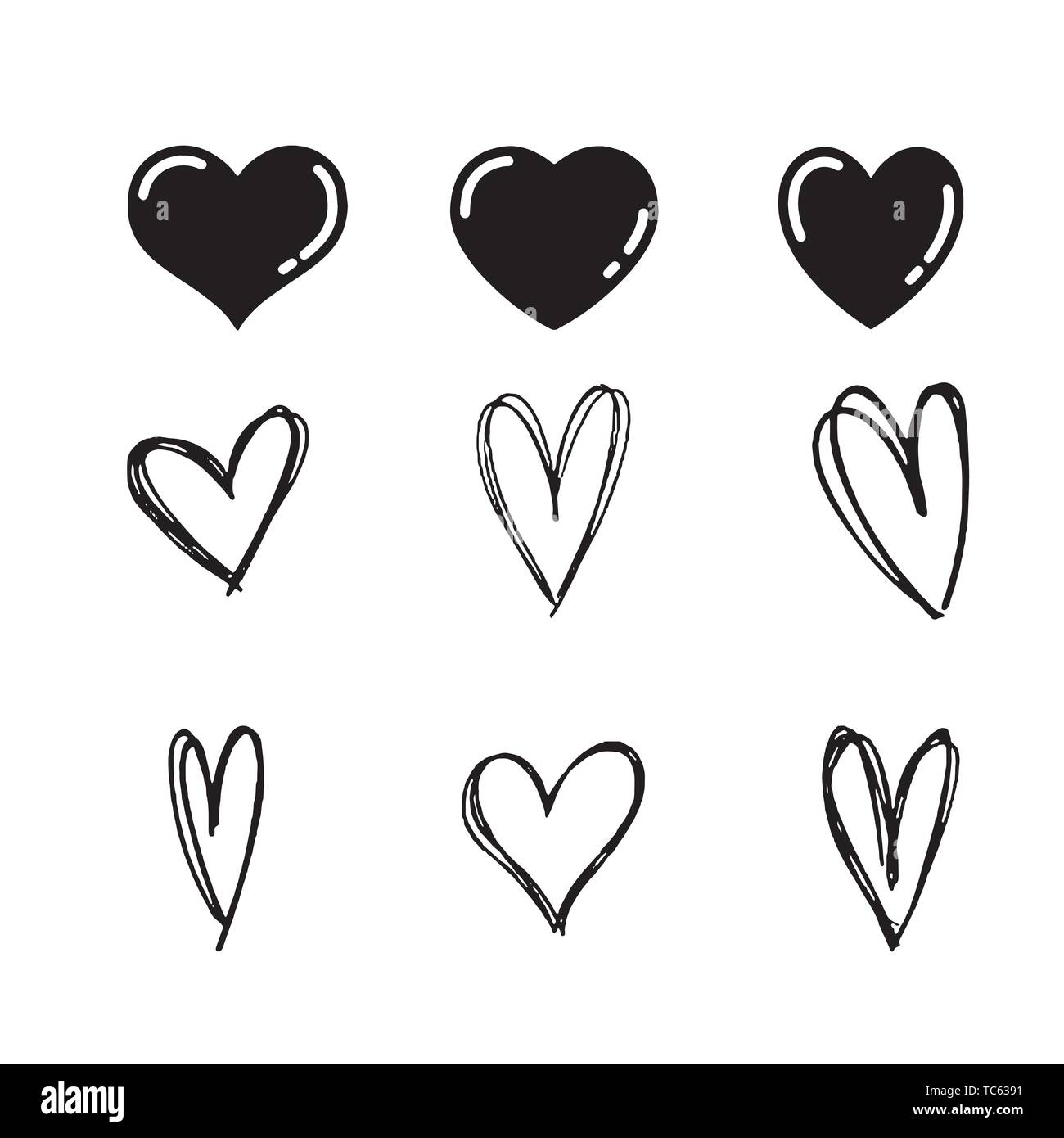 Red heart Icon isolated on white background. Set of love symbol for web ...