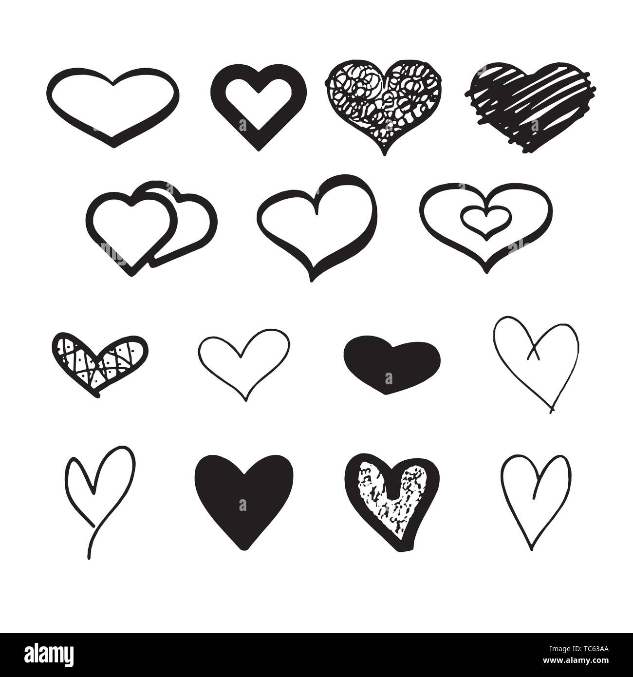 Red heart Icon isolated on white background. Set of love symbol for web ...