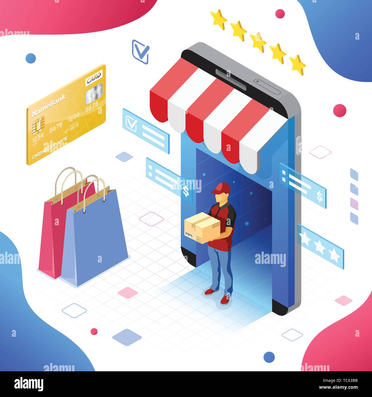 Online Internet Shopping Delivery Isometric Concept Stock Vector Image ...