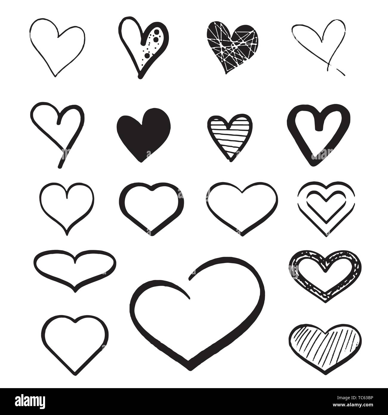 Red heart Icon isolated on white background. Set of love symbol for web ...