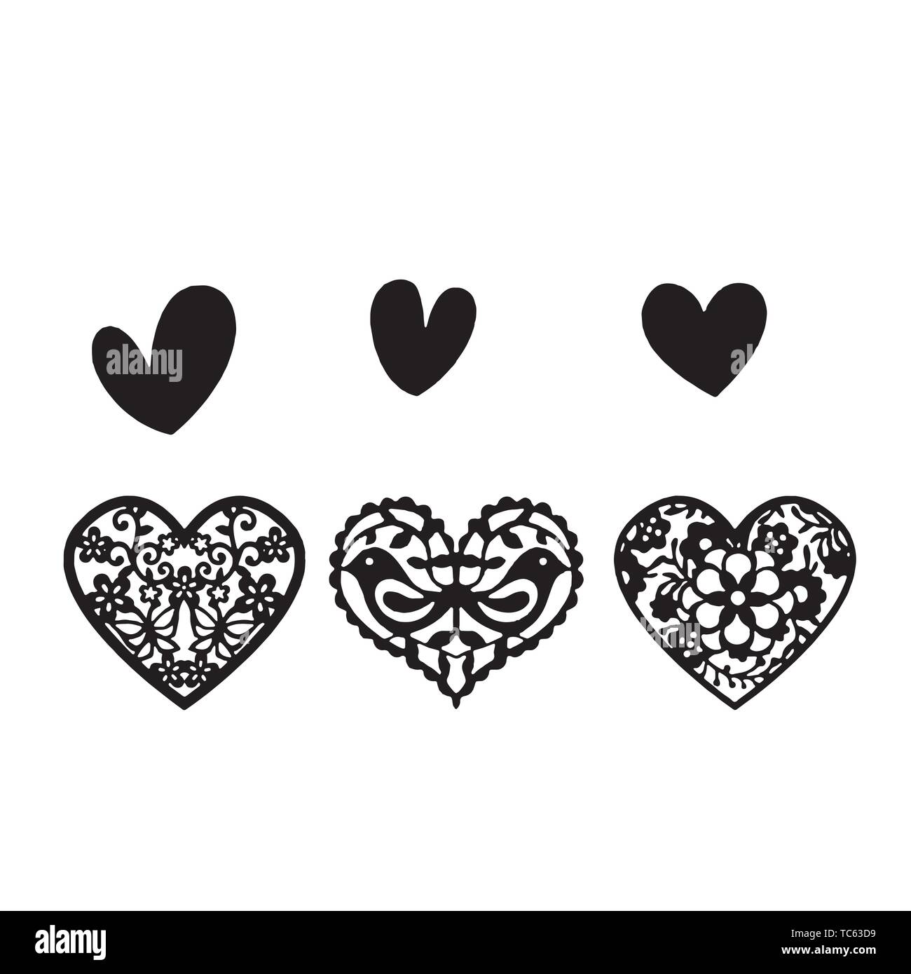 Red heart Icon isolated on white background. Set of love symbol for web ...