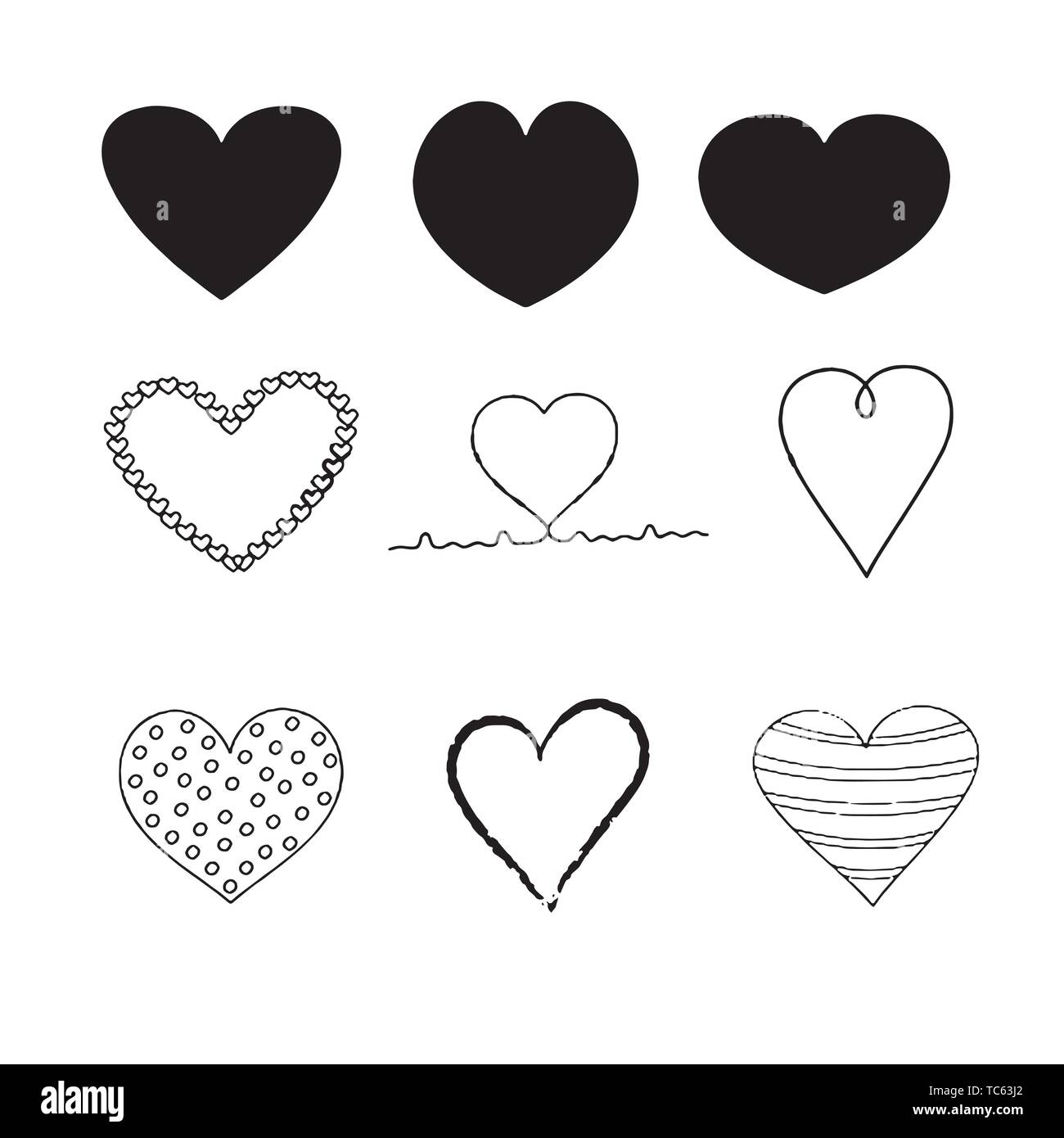 Red heart Icon isolated on white background. Set of love symbol for web ...