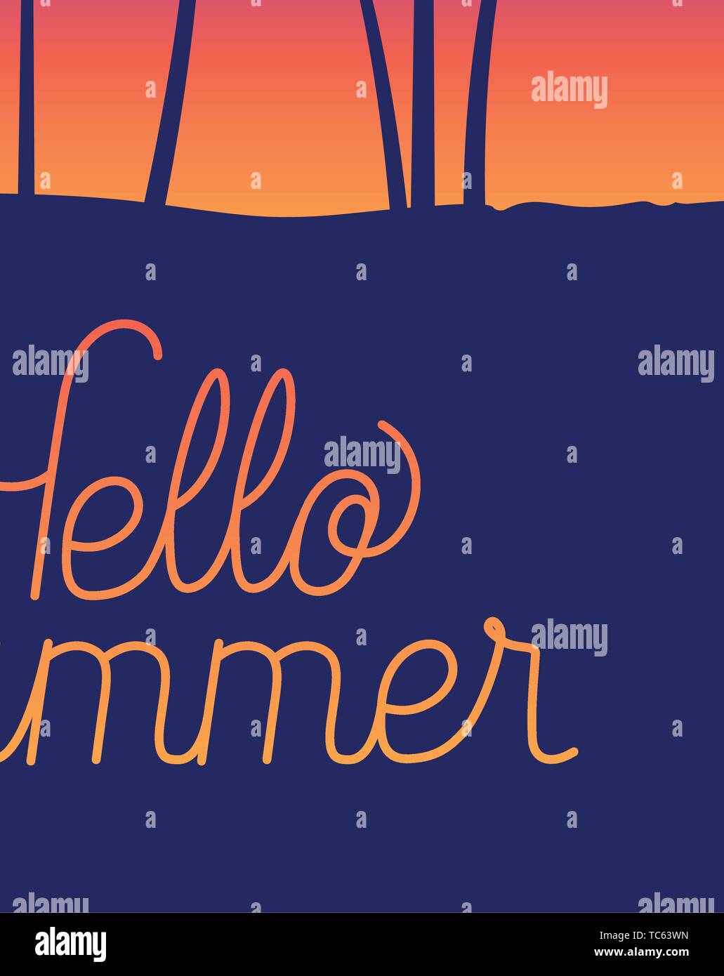 Hello summer and palm trees design Stock Vector Image & Art - Alamy