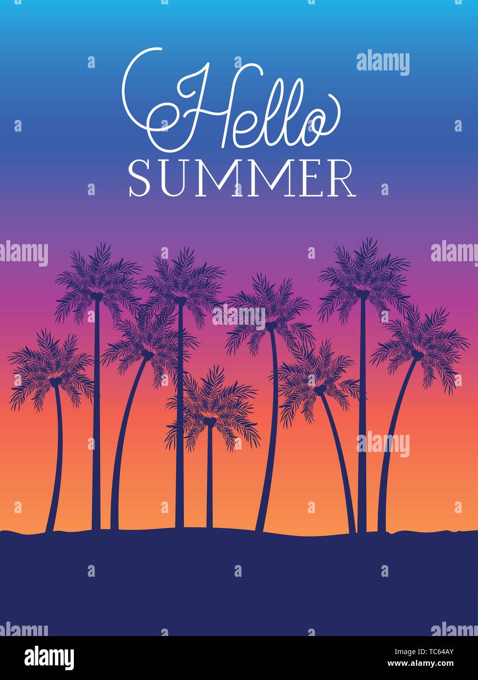 Hello summer and palm trees design Stock Vector Image & Art - Alamy