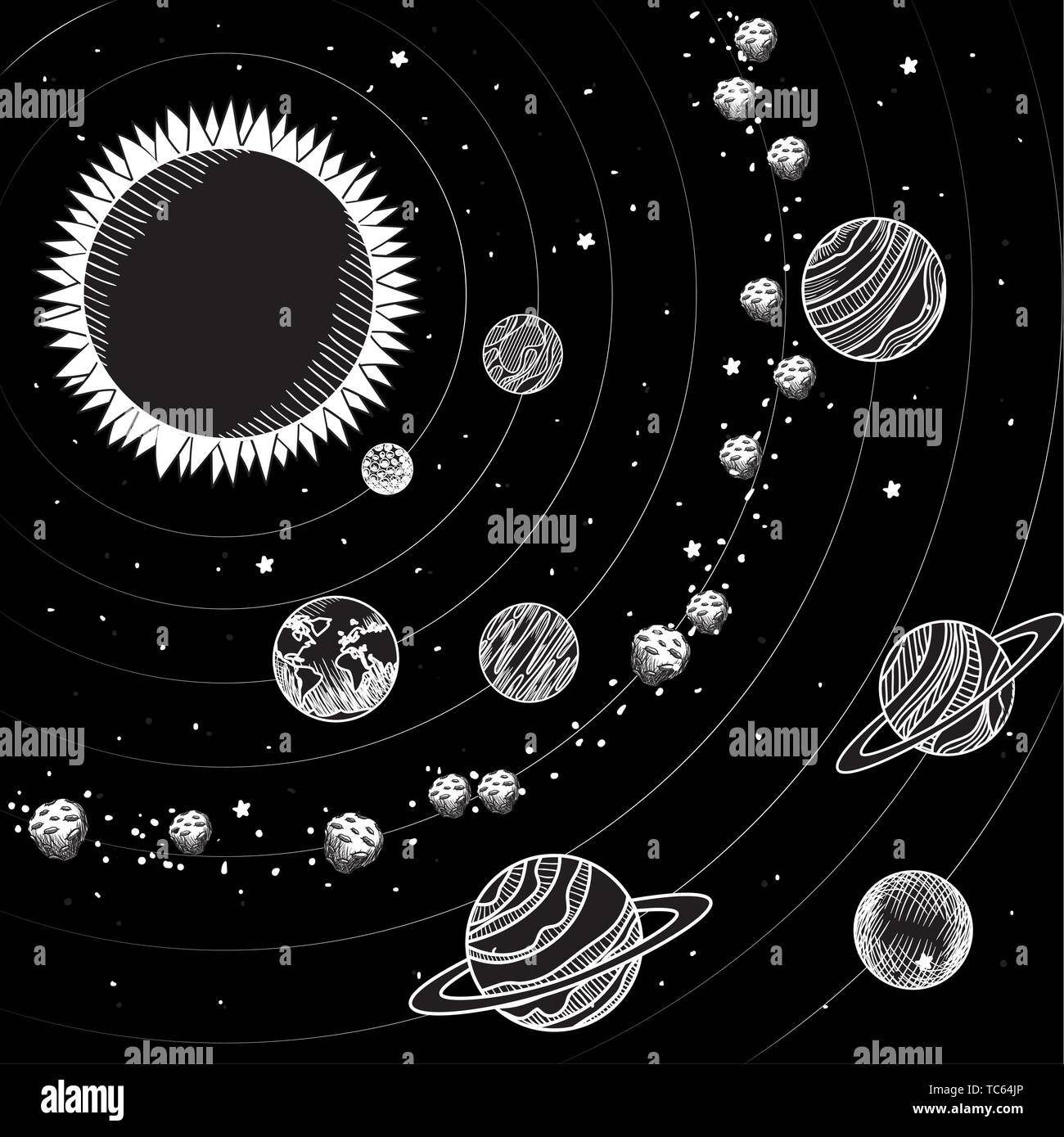 Sun and planets draws of solar system design Stock Vector Image & Art ...