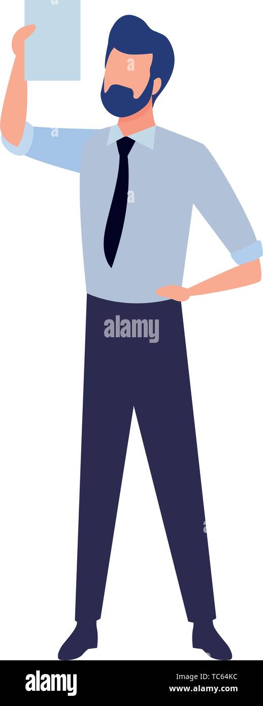 Businessman documents avatar character Stock Vector Images - Alamy