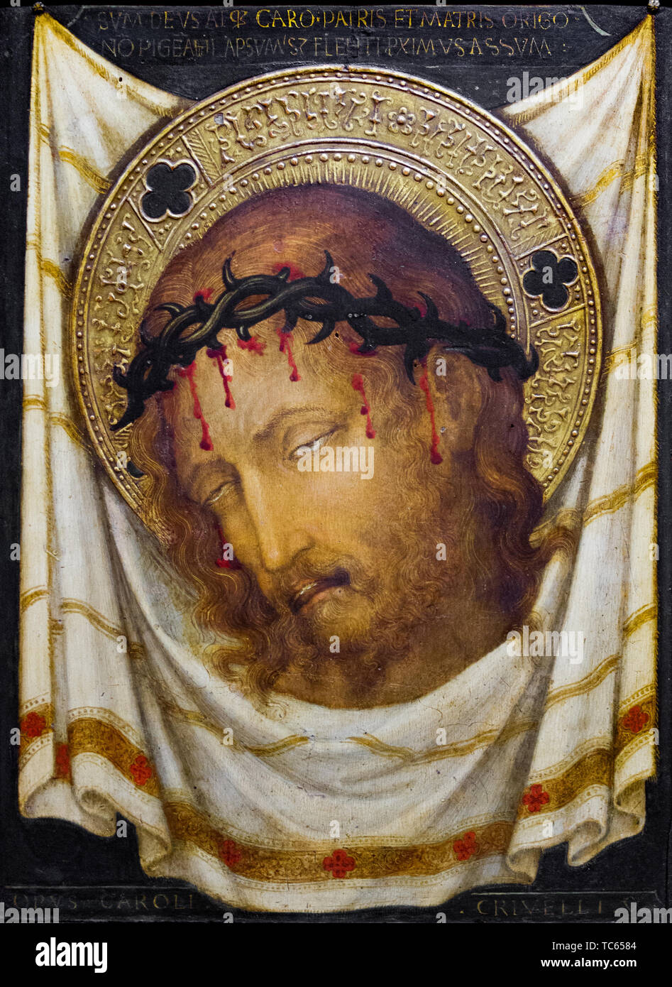 The painting of the Veil of Veronica (or Sudarium; Holy Face). Stock Photo