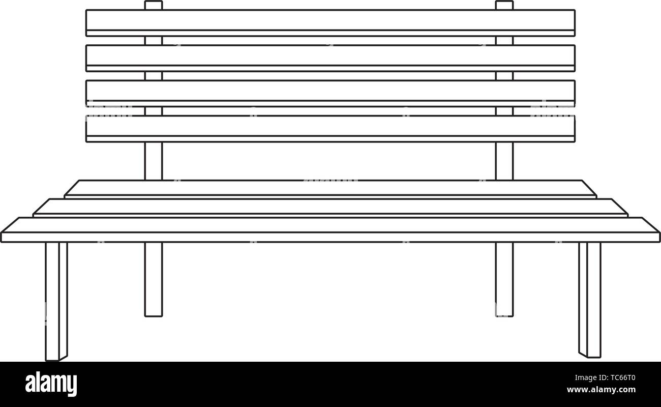 park bench icon cartoon isolated black and white Stock Vector Image