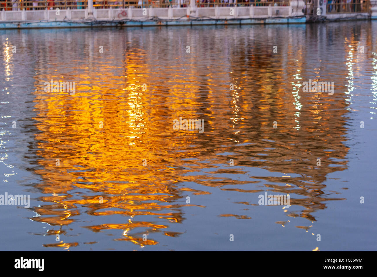 Golden reflection, The Harmandar Sahib , Golden Temple,  Amritsar, Punjab, India Stock Photo