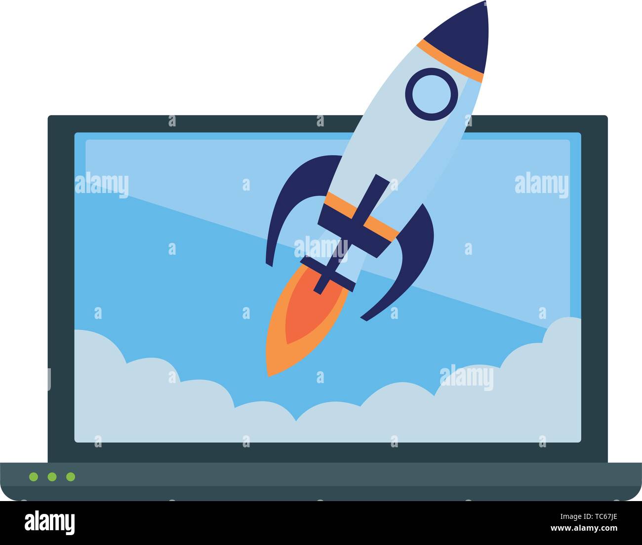 laptop with a rocket icon cartoon Stock Vector Image & Art - Alamy