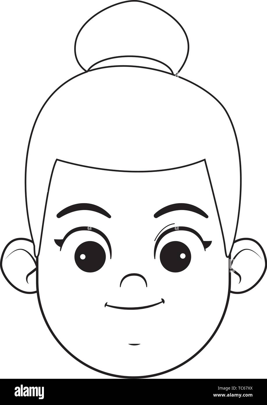 girl face avatar profile picture black and white Stock Vector Image ...