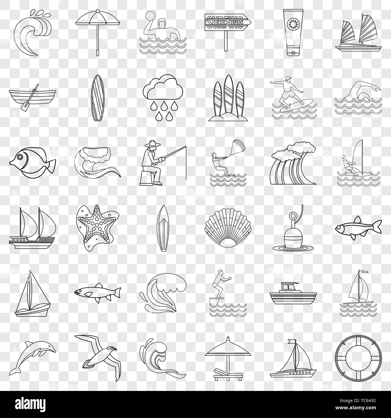 Ocean animal icons set, outline style Stock Vector Image & Art - Alamy