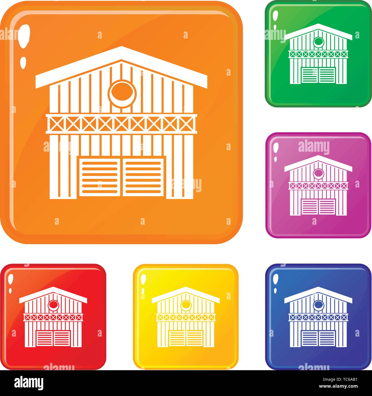 Barn for animals icons set vector color Stock Vector Image & Art - Alamy