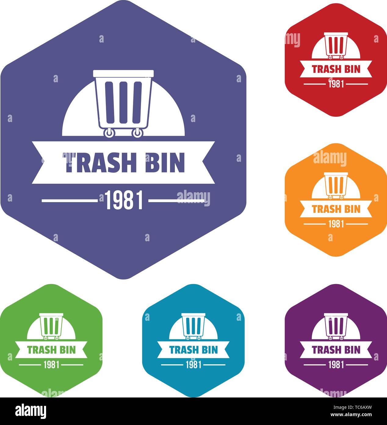 Bin plastic icons vector hexahedron Stock Vector