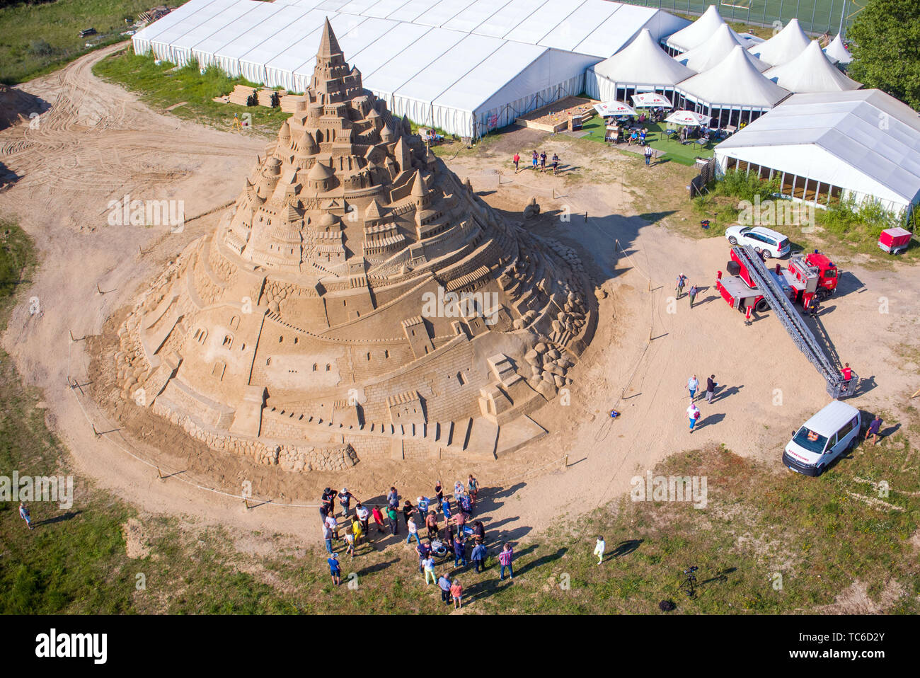 Binz, Germany. 05th June, 2019. The highest sand castle in the world