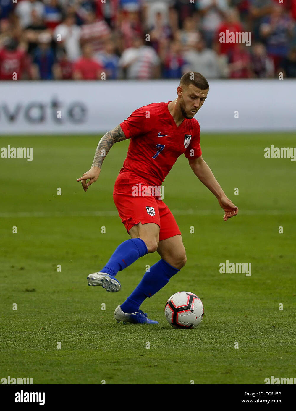 Washington Dc Usa 5th June 19 United States Men S National Team Forward 7 Paul Arriola Controls The Ball During An International Friendly Soccer Match Between The United States Men S National Team And Washington Dc Usa 5th June 19 United States Men S National Team Forward 7 Paul Arriola Controls The Ball During An International Friendly Soccer Match Between The United States Men S National Team And