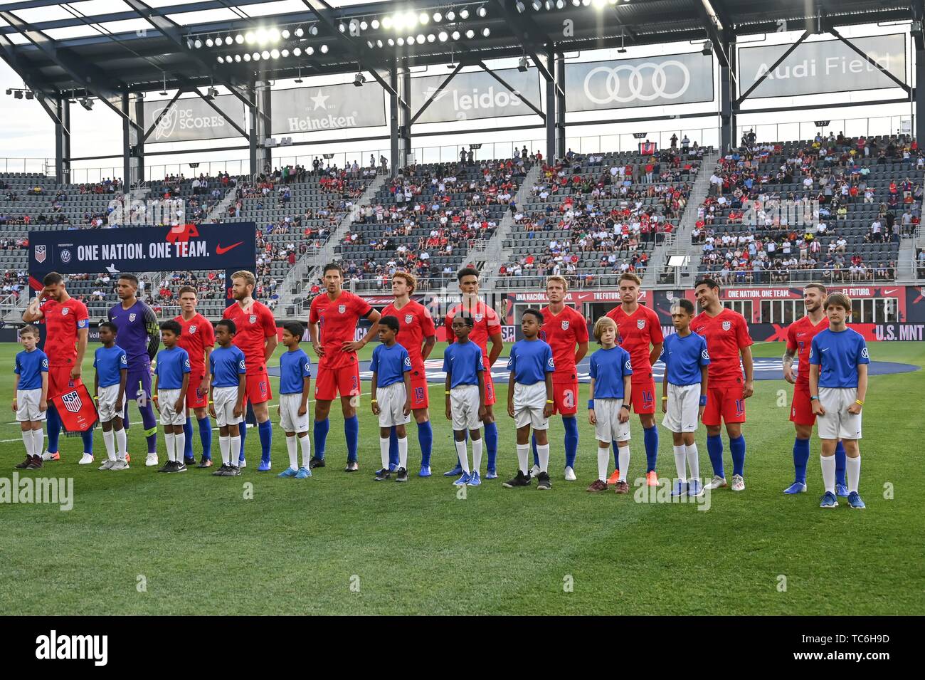 Washington, DC, USA. 5th June, 2019. Team USA is introduced to the crowd at Audi Field in Washington, DC. Credit: Amy Sanderson/ZUMA Wire/Alamy Live News Stock Photo