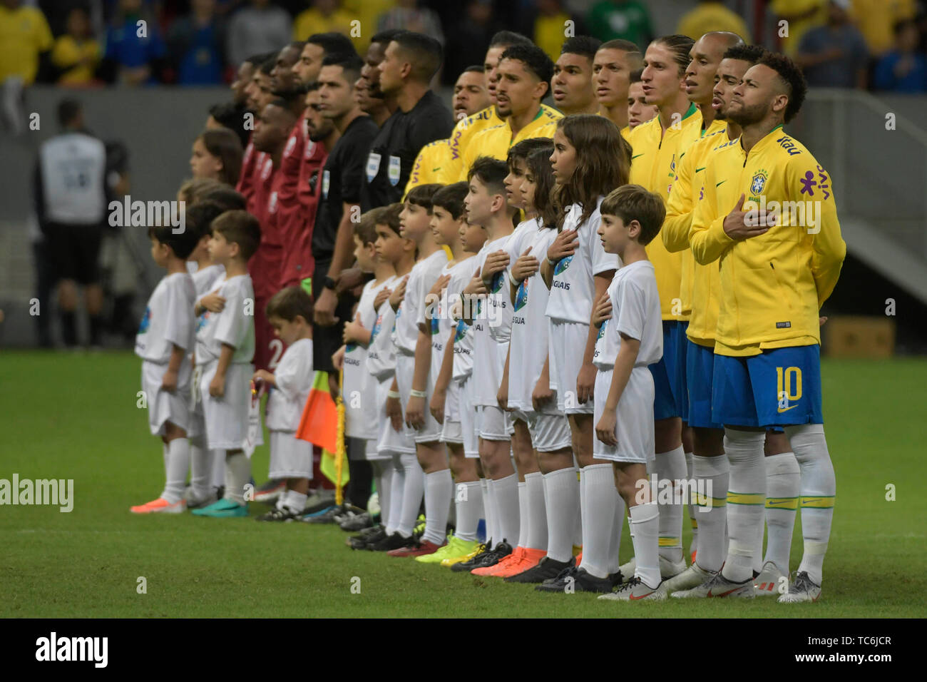 Brasilia, Brazil. 05th June, 2019. Friendly between the Brazilian National Team against the Qatar National Team, valid as preparation for the Copa America 2019, on the night of Wednesday, 05, at the National Stadium Mané Garrincha in Brasília. (PHOTO: RICARDO BOTELHO/BRAZIL PHOTO PRESS) Credit: Brazil Photo Press/Alamy Live News Stock Photo