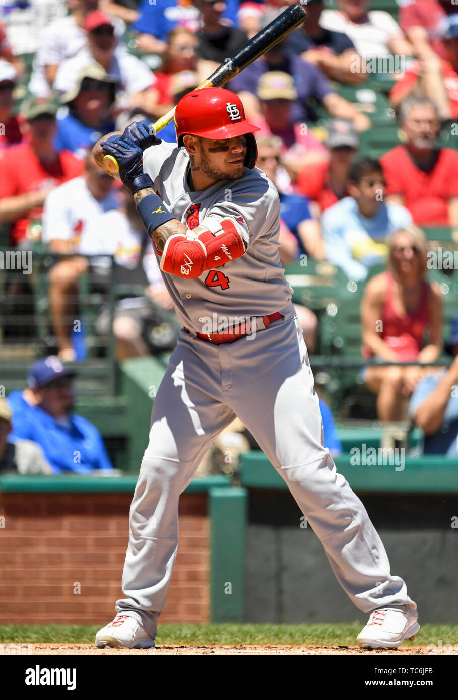 May 19, 2019: St. Louis Cardinals catcher Yadier Molina #4 at bat during an interleague MLB game ...