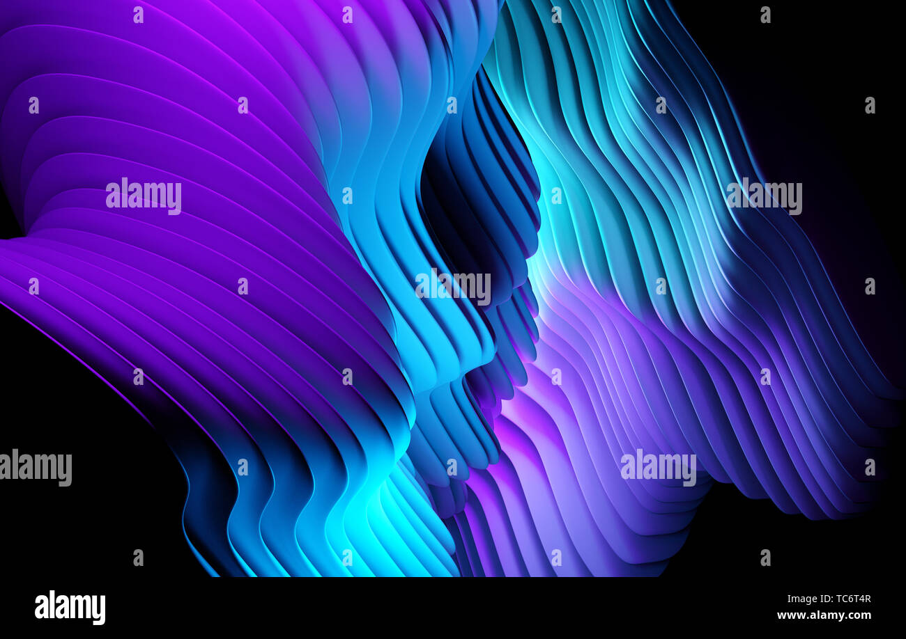 Abstract gradient shapes pattern background design. 3D illustration Stock Photo