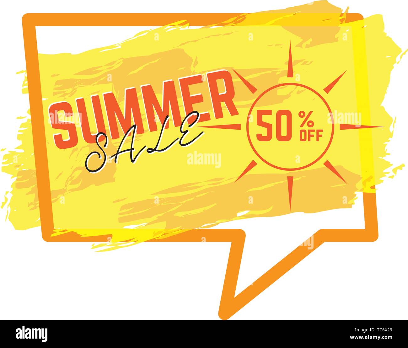 Bubble chat with texture and a sun. Summer sale label - Vector Stock Vector