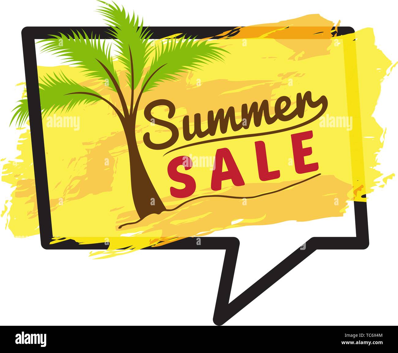 Palm tree with text within a bubble chat. Summer sale label - Vector Stock Vector