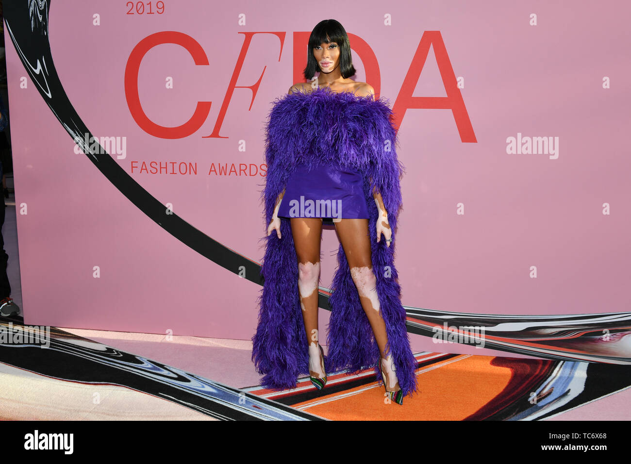 Winnie Harlow attends the CFDA Fashion Awards at the Brooklyn Museum of Art on June 03, 2019 in New York City. Stock Photo