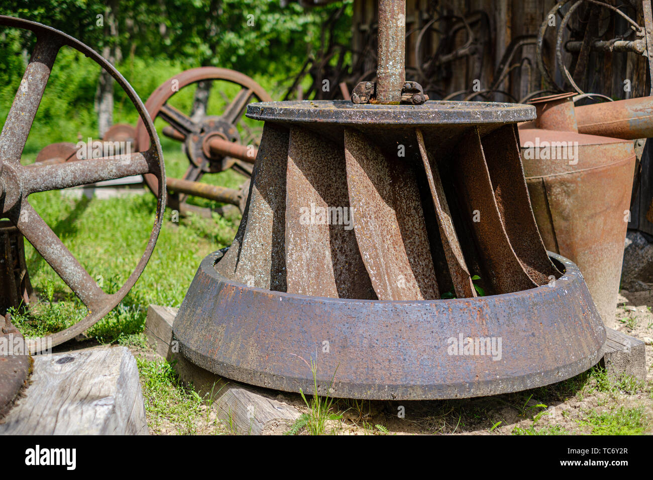 old rusty metal parts from old instruments and mechanics. historical ...