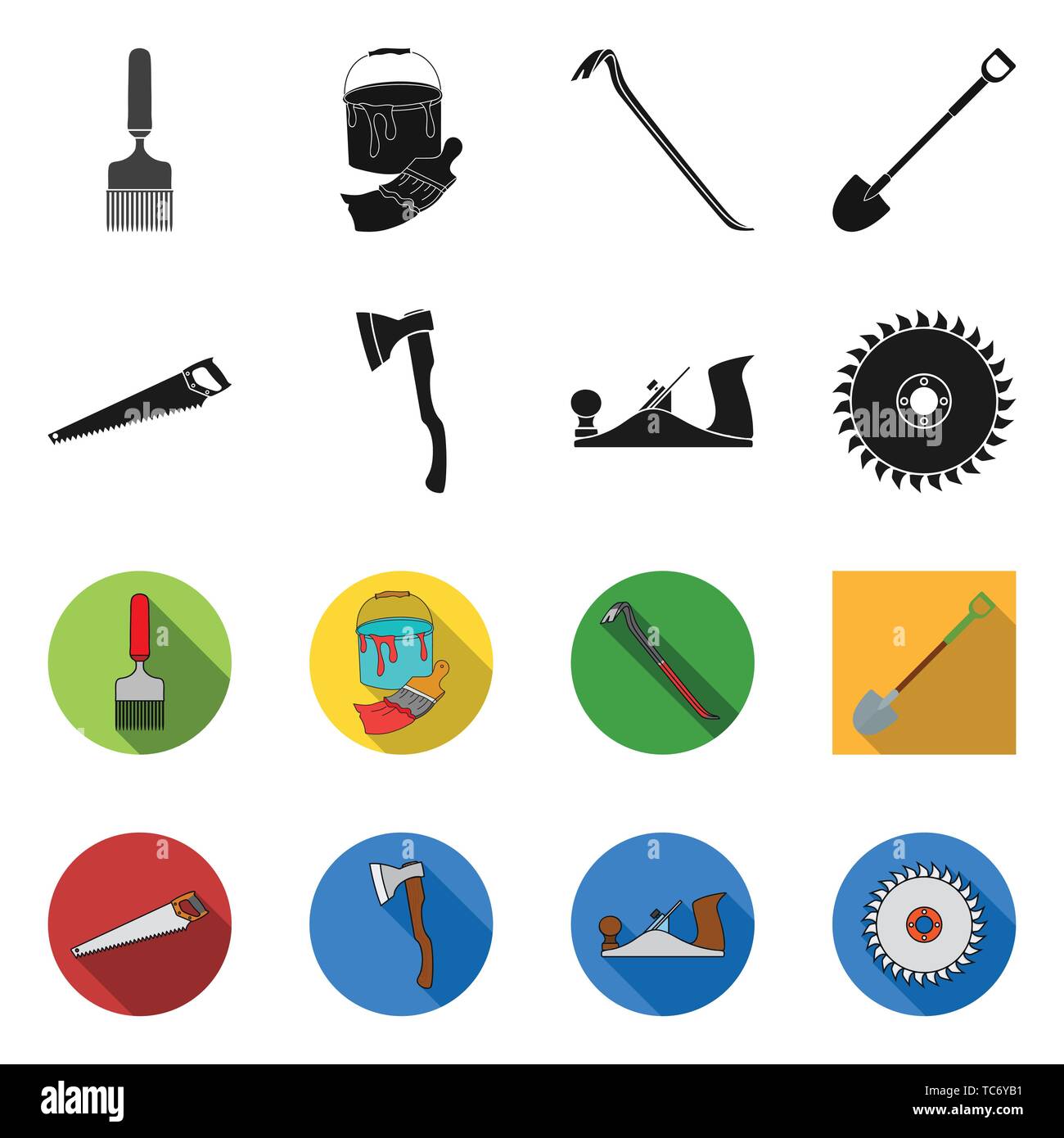 Isolated object of tool and construction symbol. Set of tool and ...