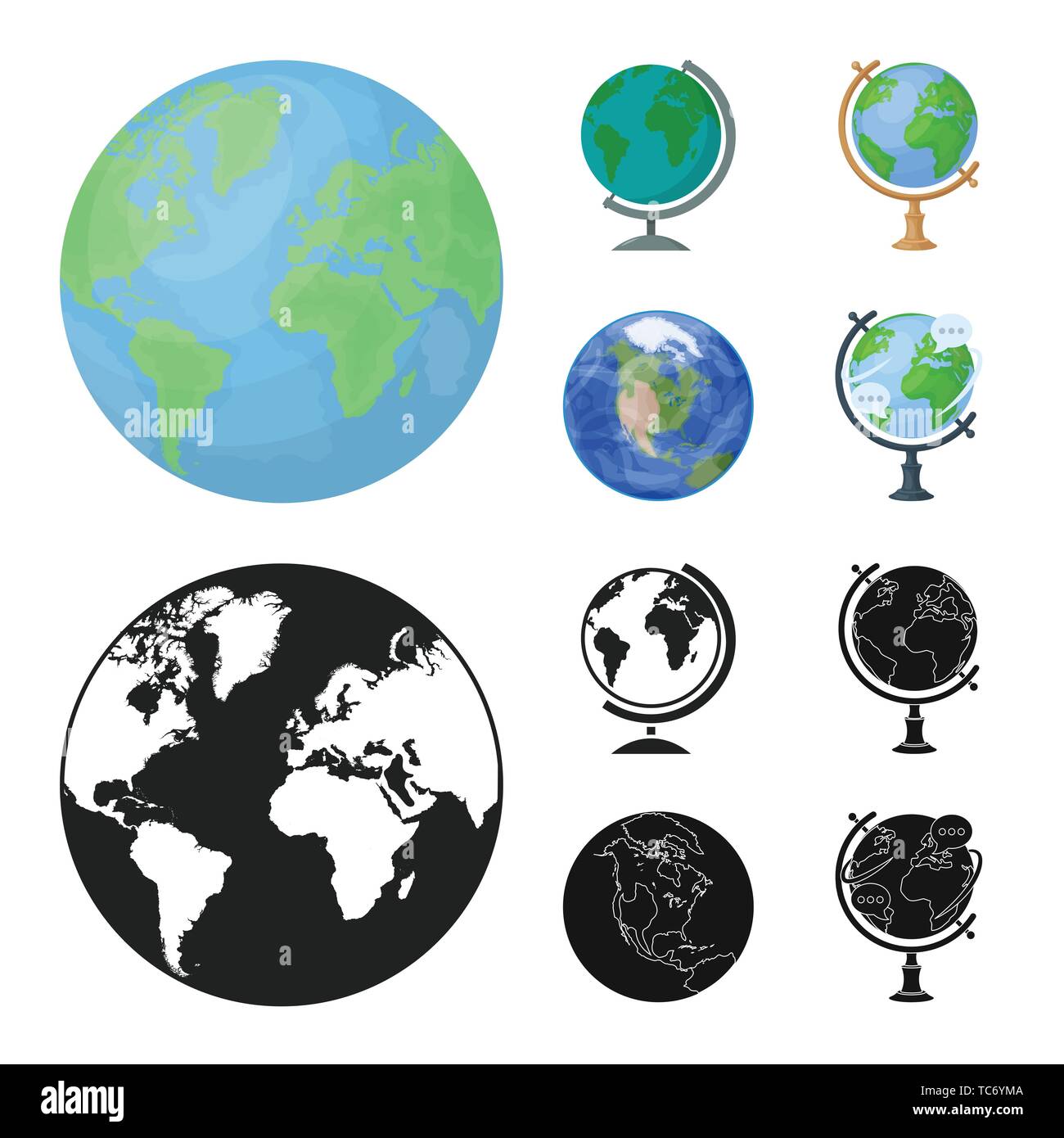 Isolated object of globe and world logo. Collection of globe and earth ...
