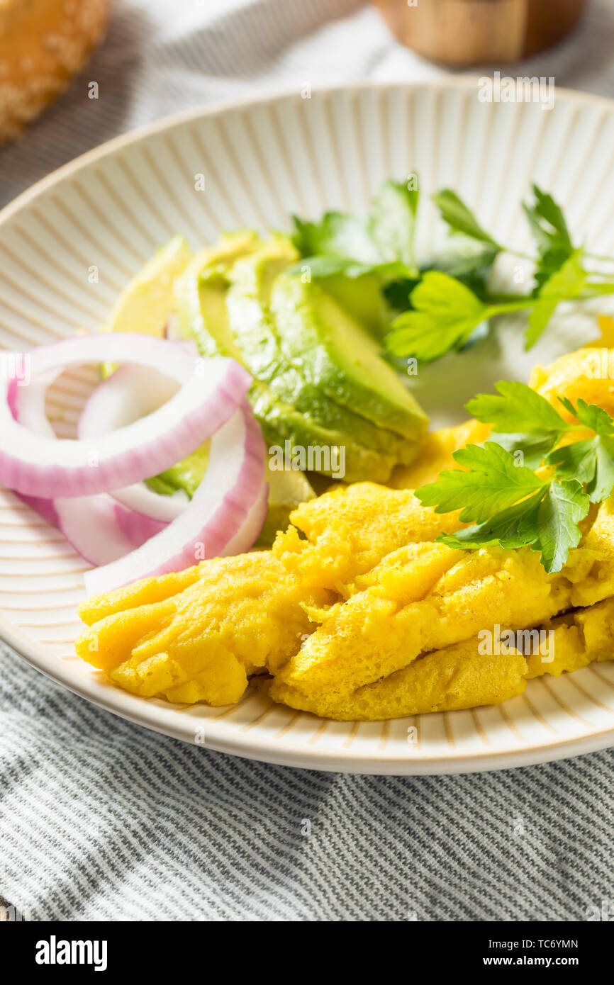 Healthy Homemade Vegan Mung Bean Scrambled Eggs with Veggies Stock