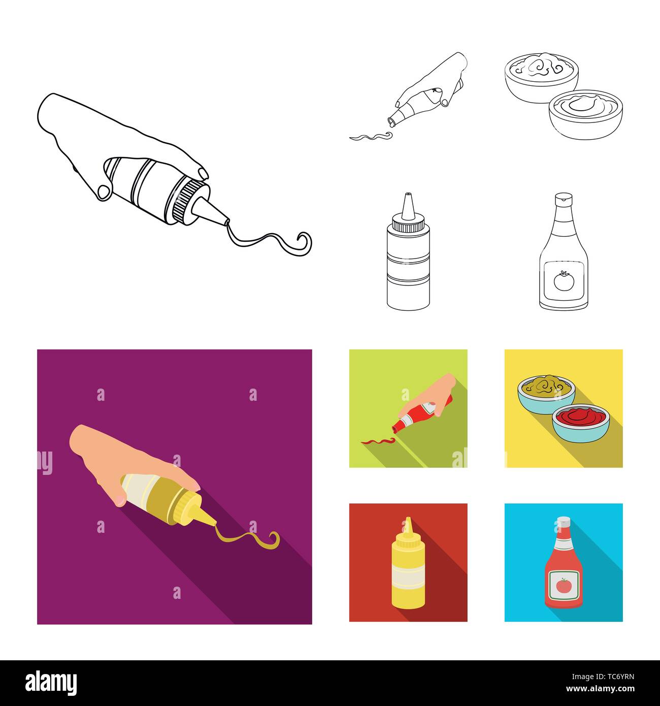 Vector illustration of sauce and condiment logo. Collection of sauce