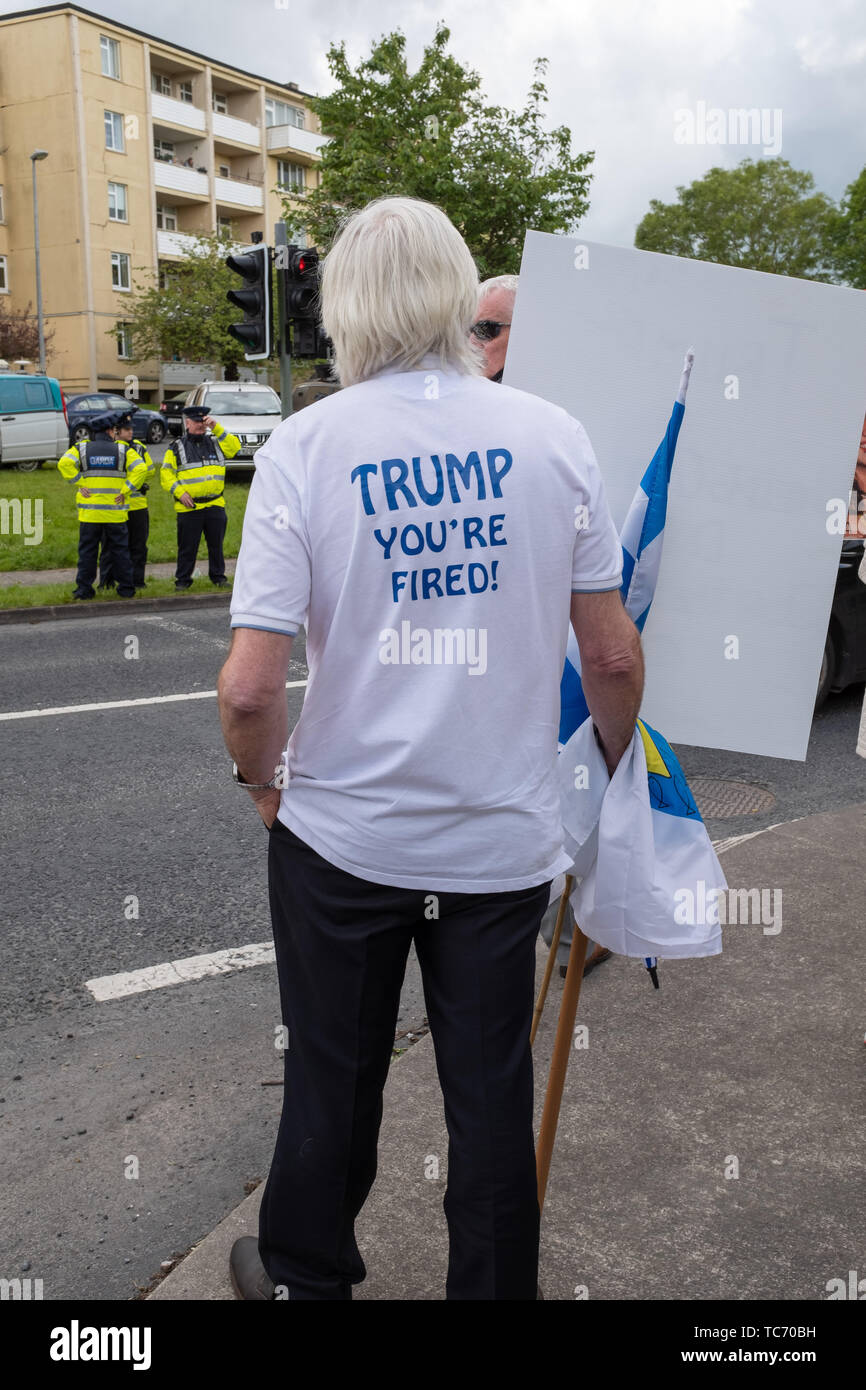 Shannon, Ireland, June. 5, 2019: Pro Trump Supporters at Shannon Airport, Ireland Stock Photo