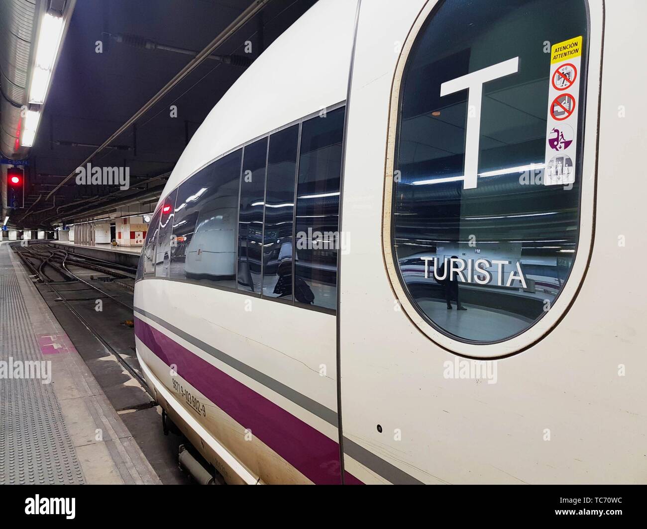 Spain. Europe. RENFE High Speed †‹†‹Train Series 103. On January 30, 2007 was presented the first high-speed train of the 103 series. This series, Stock Photo