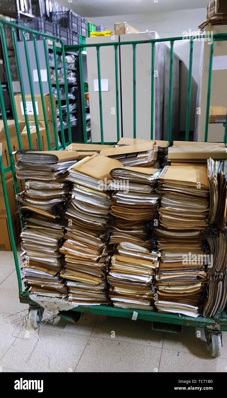 All office file being destroyed after having been scanned for future reference. Stock Photo