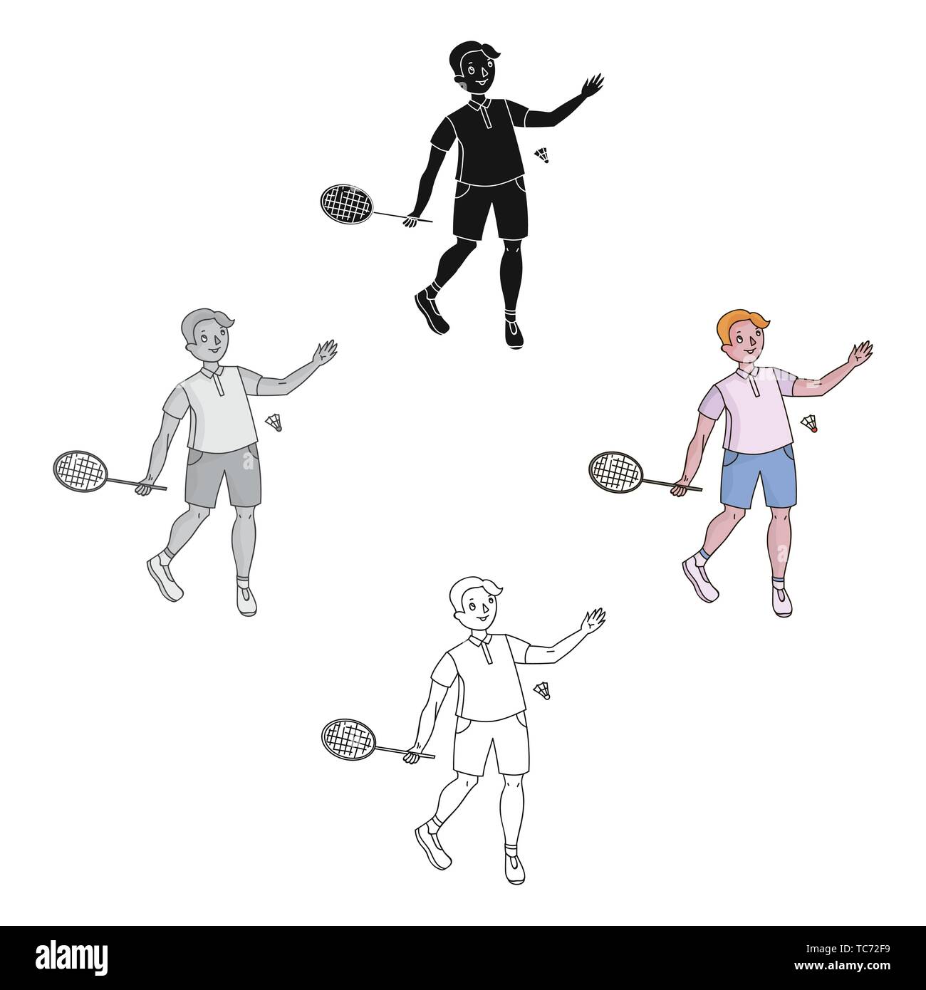 Young people involved in badminton. The game of badminton with a  partner.Olympic sports single icon in cartoon,black style vector symbol  stock webillu Stock Vector Image & Art - Alamy