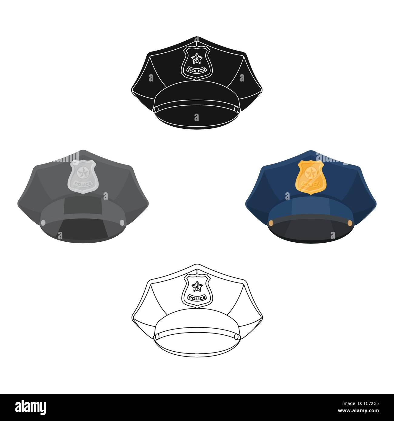 Police cap icon in cartoon,black design isolated on white background. Police  symbol stock vector illustration Stock Vector Image \u0026 Art - Alamy, image size:1300x1390
