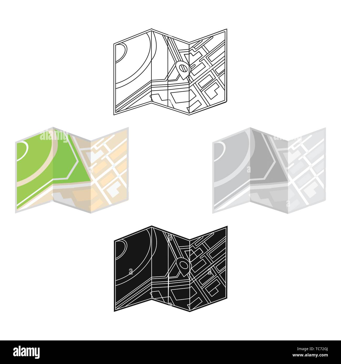 Travel map icon in cartoon,black design isolated on white background ...