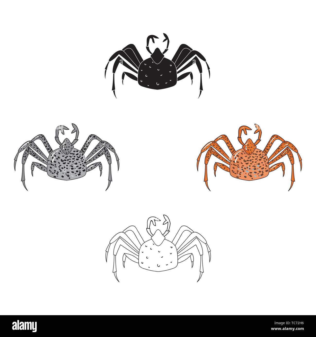King crab icon in cartoon,black design isolated on white background