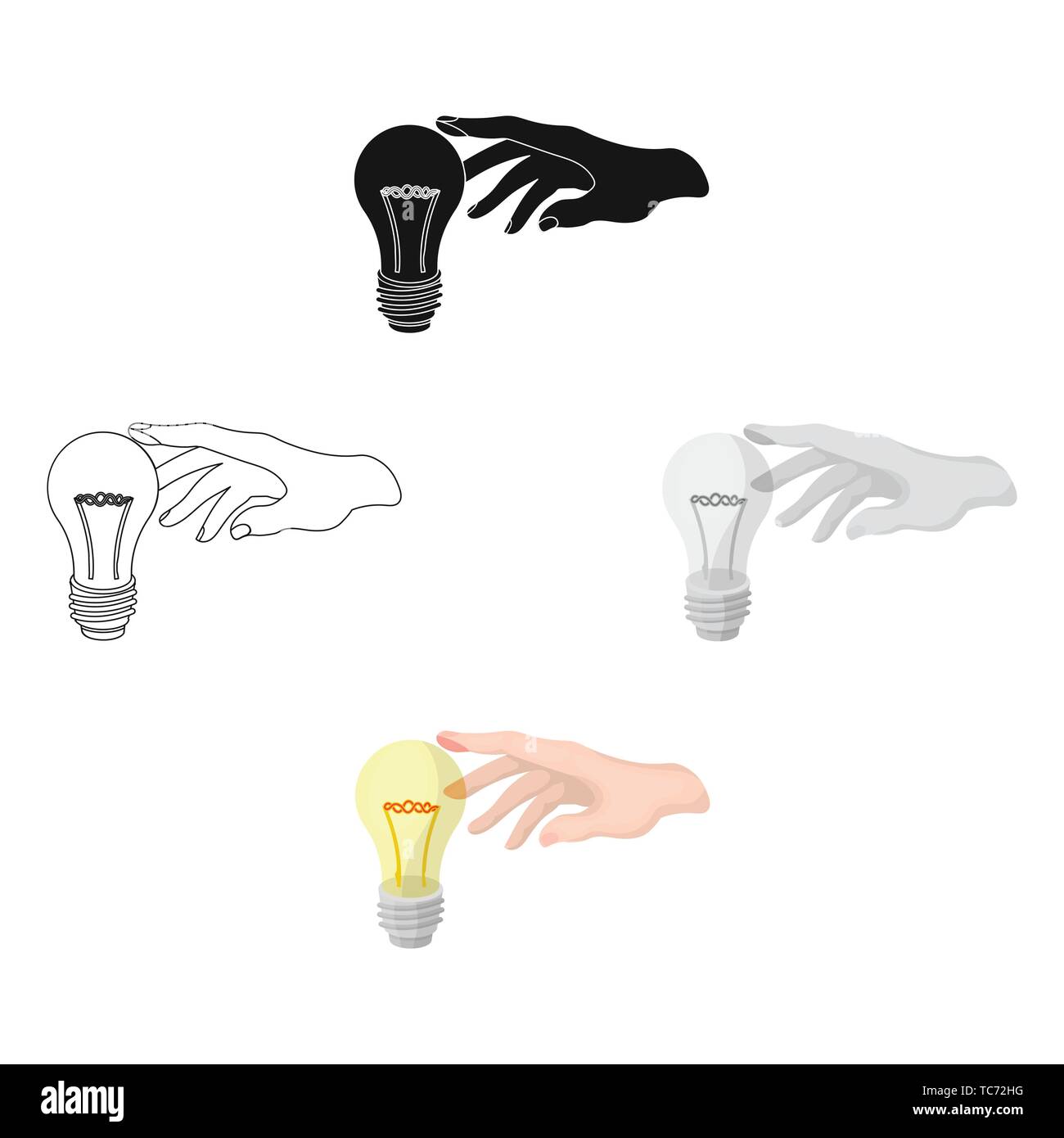 Replacement of an electric bulb. Incandescent lamp single icon in ...