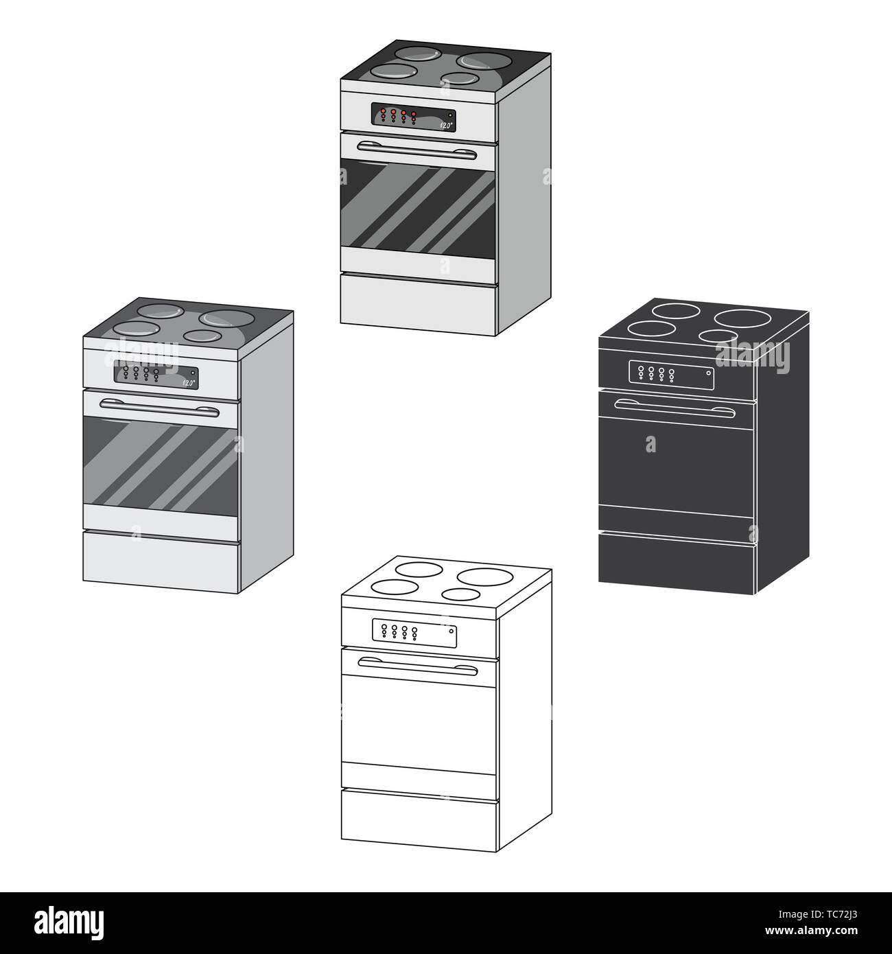 Stove, single icon in cartoon,black style.Stove, vector symbol stock